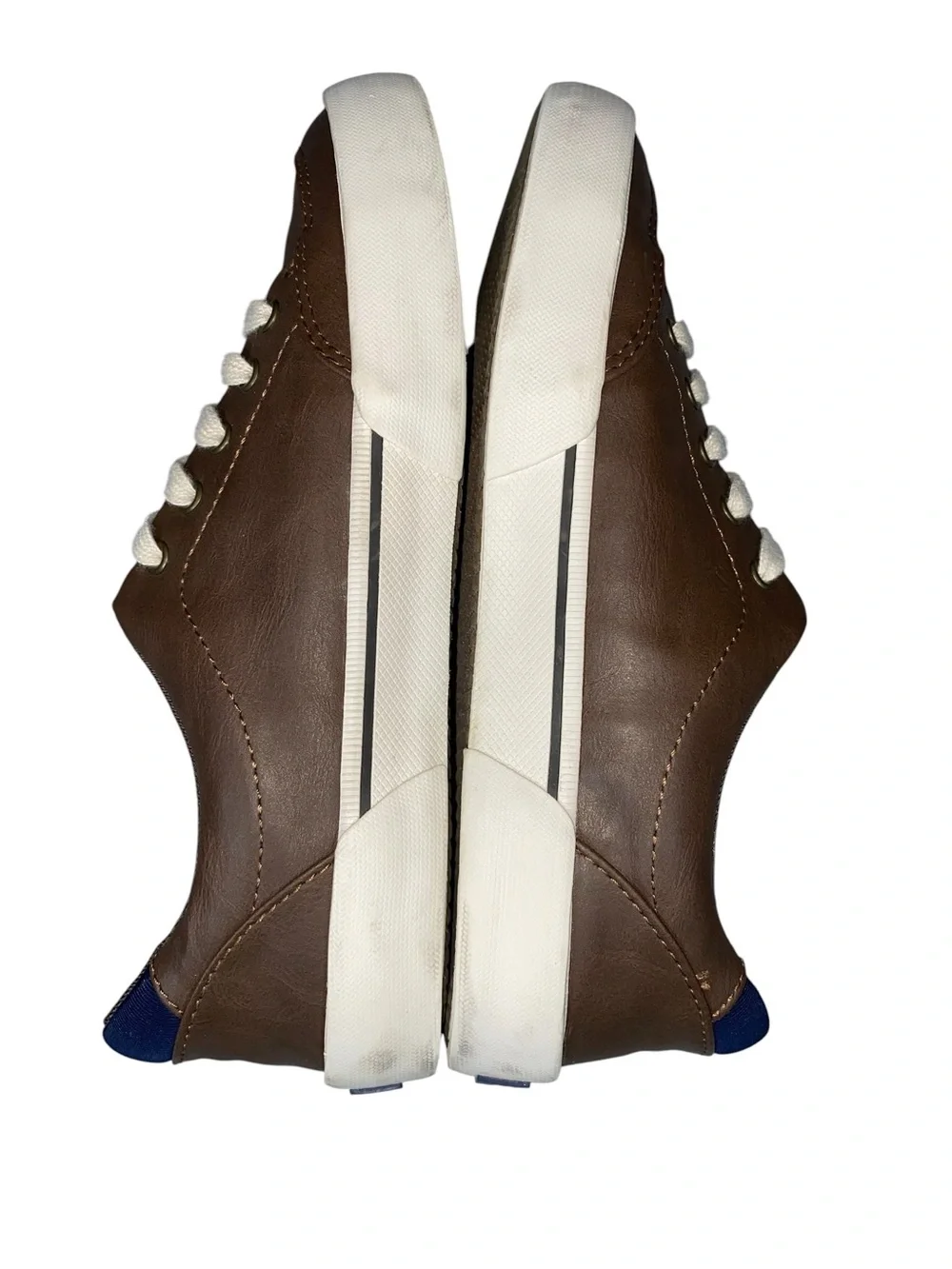 Sperry Boys Harbor Tide Sneaker Chocolate Brown Faux Leather White Laces Size 3